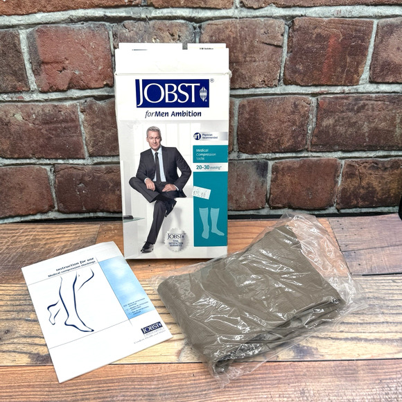 Jobst for Men Ambition JFM Khaki Compression Socks 20-30 mmHg Knee High Size 3 - Picture 1 of 9